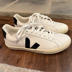 Veja Esplar Leather Sneakers in White and Black